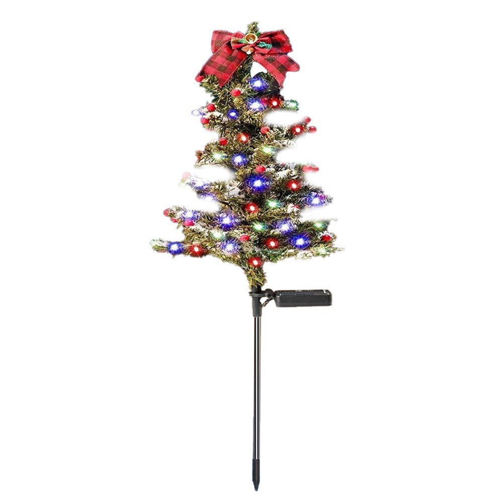 2Pcs Solar Christmas Tree Lights Outdoor Yard Stake Decorative Lights