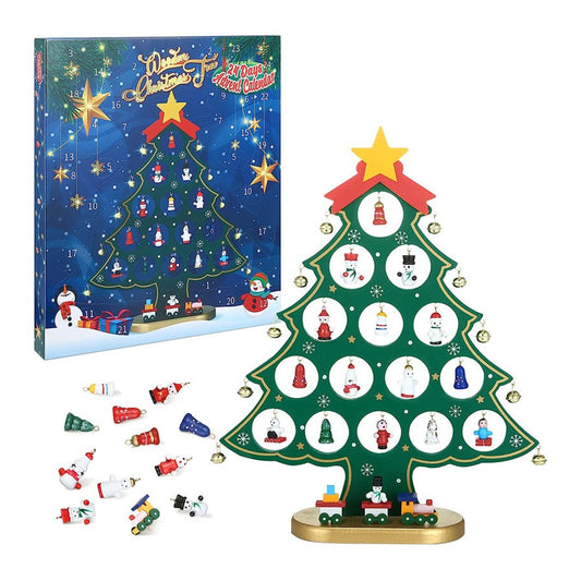 Christmas Tree Advent Calendar 24 Days Countdown Calendar Tabletop Ornament