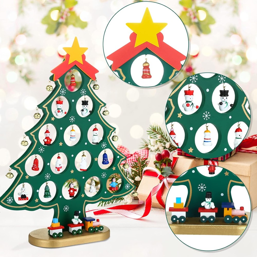 Christmas Tree Advent Calendar 24 Days Countdown Calendar Tabletop Ornament