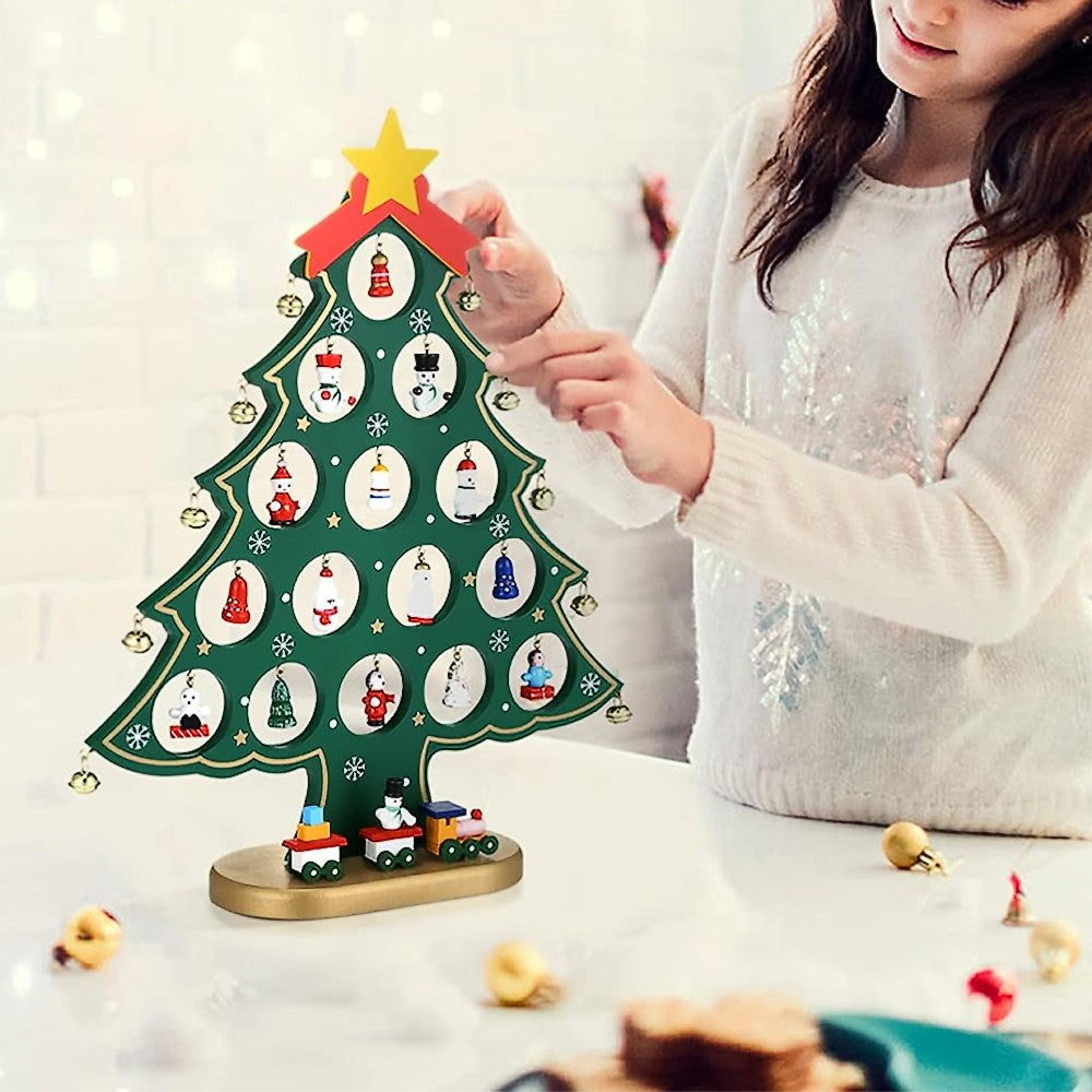 Christmas Tree Advent Calendar 24 Days Countdown Calendar Tabletop Ornament