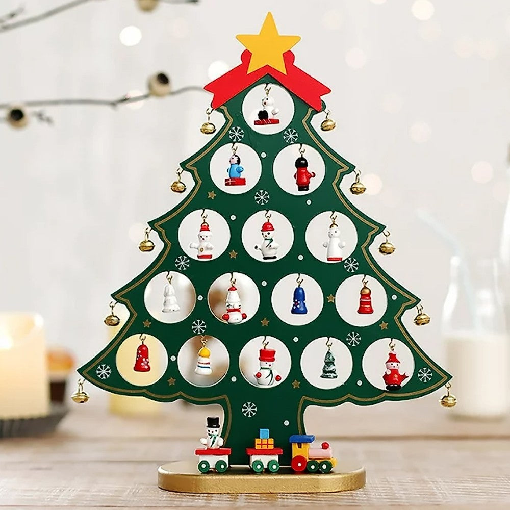 Christmas Tree Advent Calendar 24 Days Countdown Calendar Tabletop Ornament
