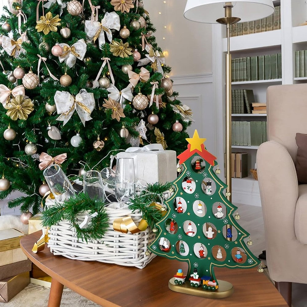 Christmas Tree Advent Calendar 24 Days Countdown Calendar Tabletop Ornament