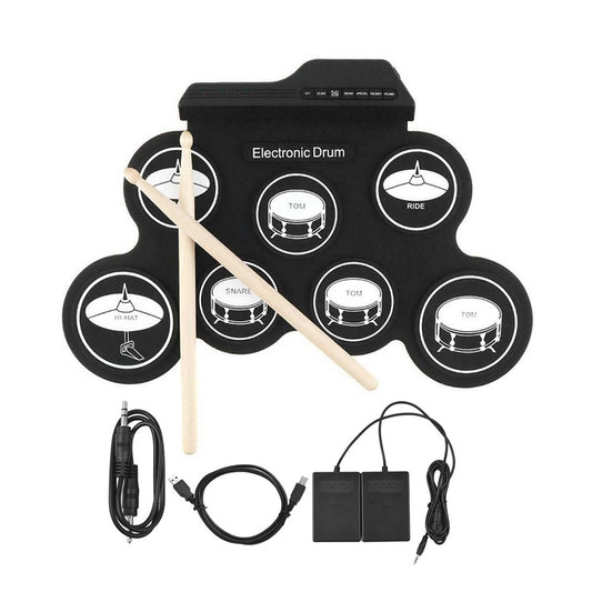 7-Pad Electronic Drum Pad Set Portable Roll-up Drum Practice Pad