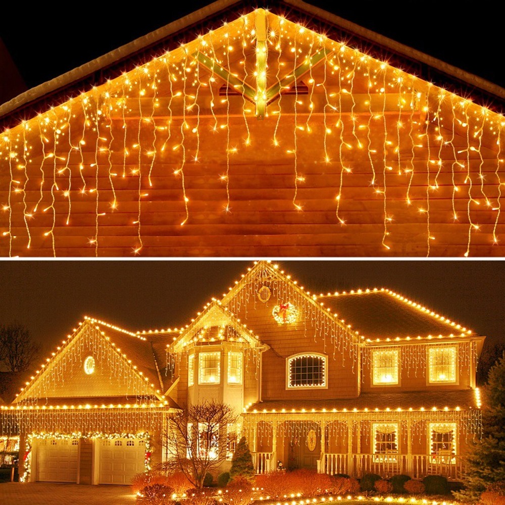 10M Solar Christmas String Lights Curtain Lights Xmas Lights - Warm Light