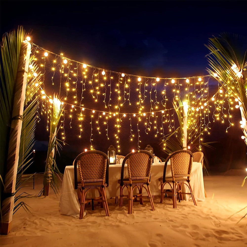 10M Solar Christmas String Lights Curtain Lights Xmas Lights - Warm Light