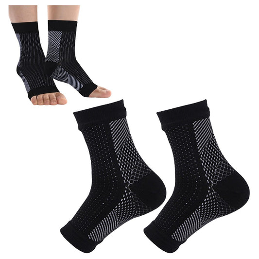 2 Pairs Compression Ankle Support Socks Short Socks - Black L