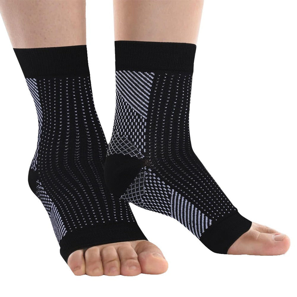 2 Pairs Compression Ankle Support Socks Short Socks - Black L