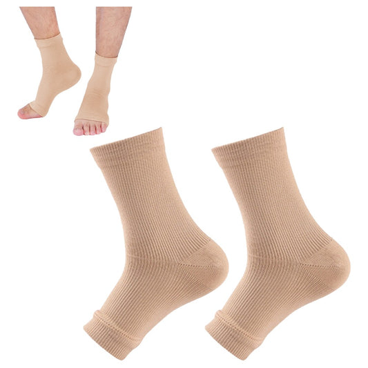 2 Pairs Ankle Compression Socks Ankle Support Brace Socks Foot Sleeve Short Socks Nude S
