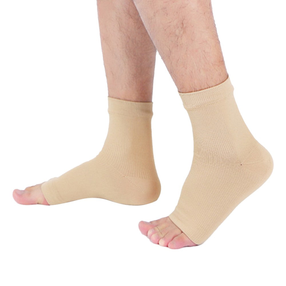 2 Pairs Ankle Compression Socks Ankle Support Brace Socks Foot Sleeve Short Socks Nude S