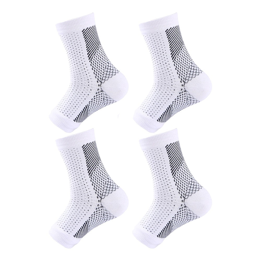 2 Pairs Compression Ankle Support Socks Short Socks - White L