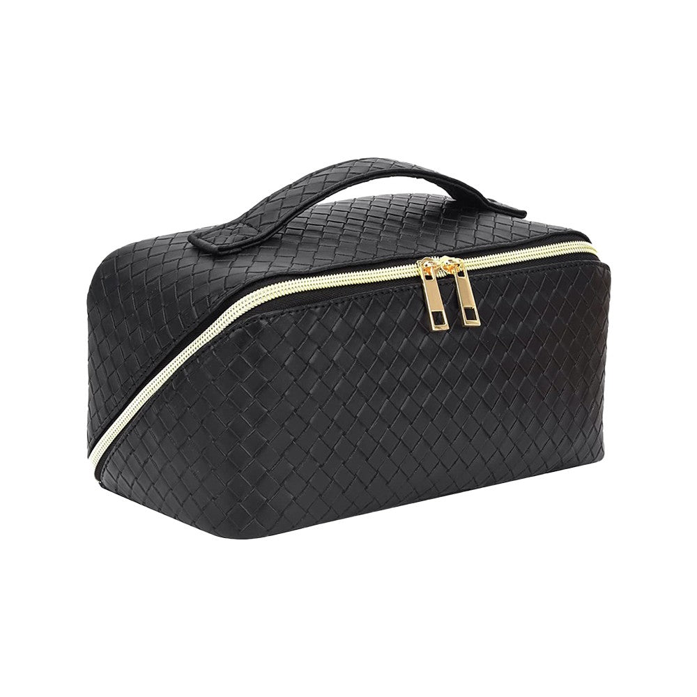 Makeup Bag PU Leather Travel Cosmetic Bag - Black