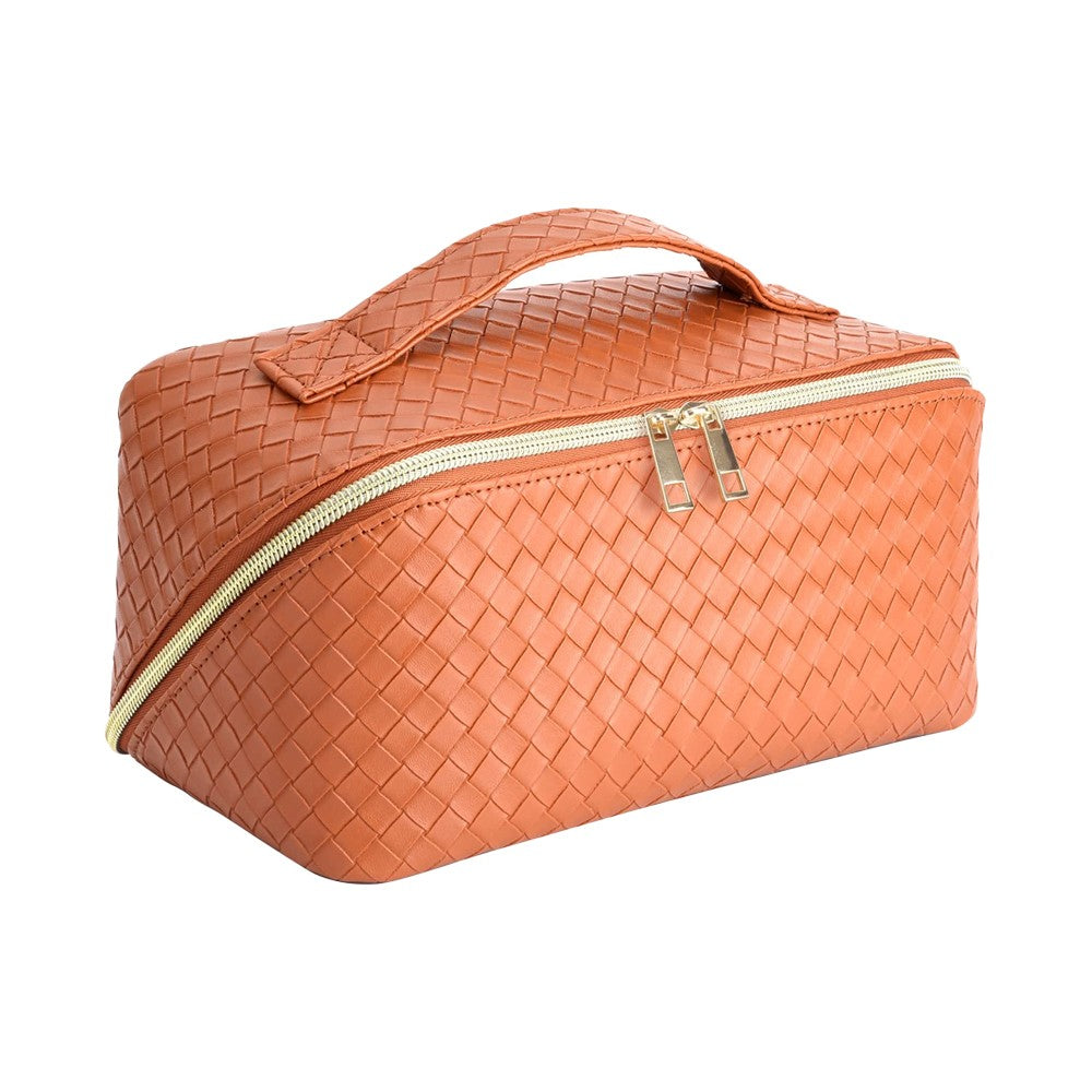 Makeup Bag PU Leather Travel Cosmetic Bag - Orange