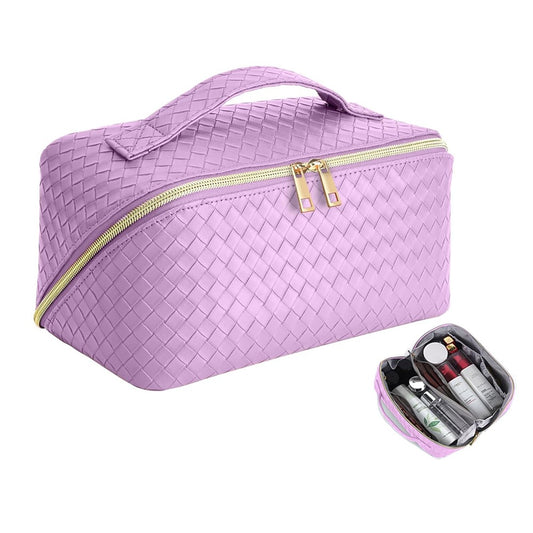 Makeup Bag PU Leather Travel Cosmetic Bag - Purple