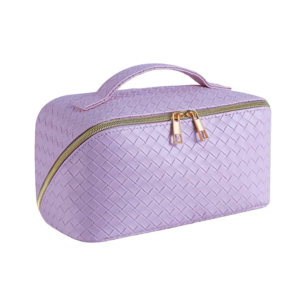 Makeup Bag PU Leather Travel Cosmetic Bag - Purple