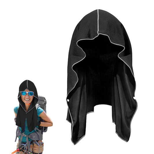 U-Shape Cooling Hoodie Towel for Sport Workout Camping Cycling - Black