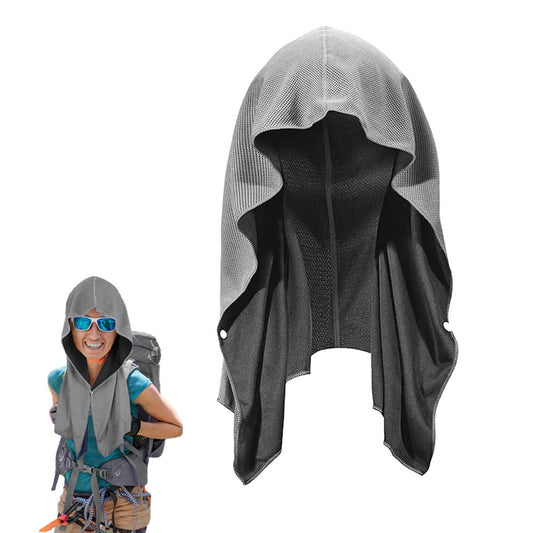 U-Shape Cooling Hoodie Towel for Sport Workout Camping Cycling - Grey
