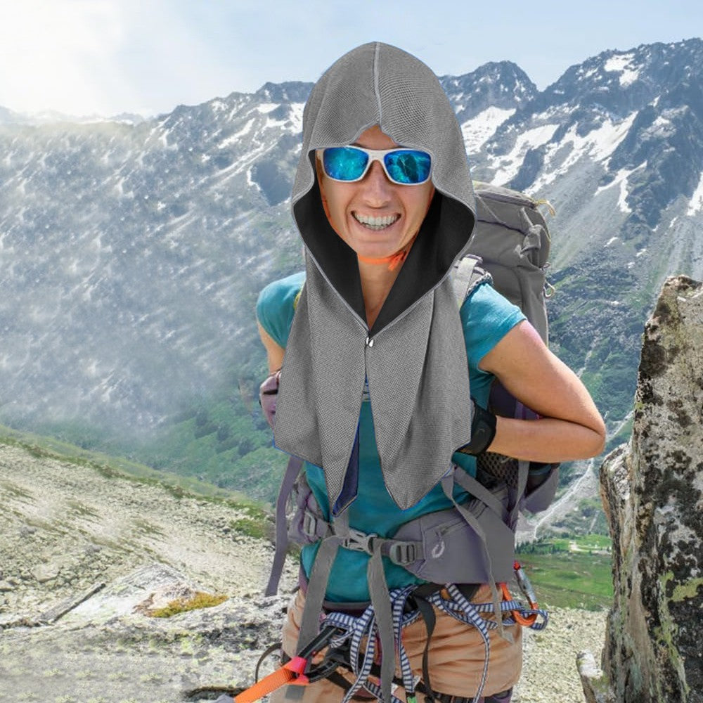 U-Shape Cooling Hoodie Towel for Sport Workout Camping Cycling - Grey