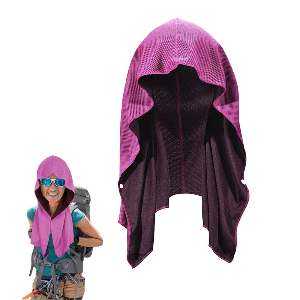 U-Shape Cooling Hoodie Towel for Sport Workout Camping Cycling - Rose Red