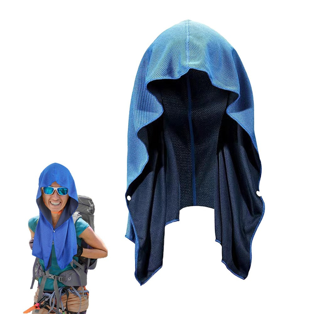 U-Shape Cooling Hoodie Towel for Sport Workout Camping Cycling - Blue