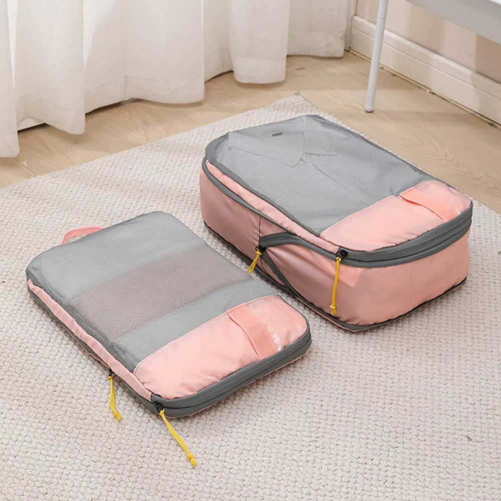 3Pcs Compression Packing Cubes Travel Bags Luggage Organizers Travel Essentials Pink