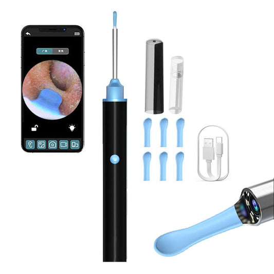 Ear Wax Removal Tool Ear Cleaner with Camera Wireless WiFi Visual Ear Otoscope Earwax Removal Kit Black
