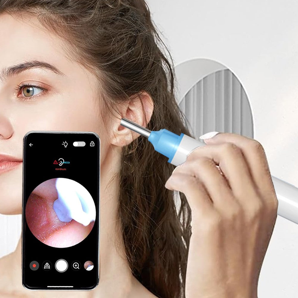 Ear Wax Removal Tool Ear Cleaner with Camera Wireless WiFi Visual Ear Otoscope Earwax Removal Kit White