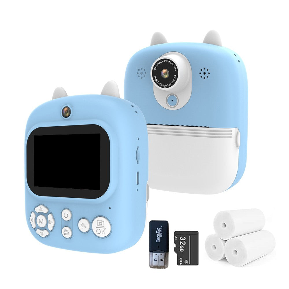 Kids Camera Instant Print 2000W Pixel Selfie Digital Camera with Print Papers and 32G TF Card Blue