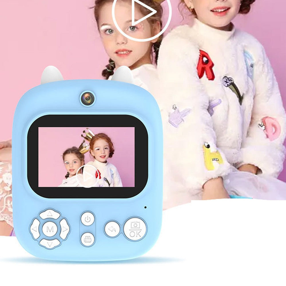 Kids Camera Instant Print 2000W Pixel Selfie Digital Camera with Print Papers and 32G TF Card Blue