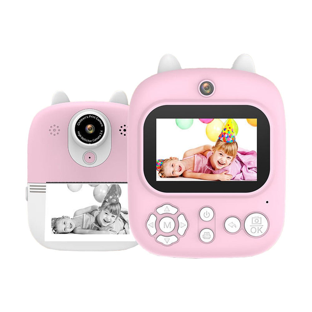 Kids Camera Instant Print 2000W Pixel Selfie Digital Camera with Print Papers and 32G TF Card Pink