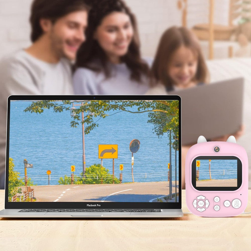 Kids Camera Instant Print 2000W Pixel Selfie Digital Camera with Print Papers and 32G TF Card Pink