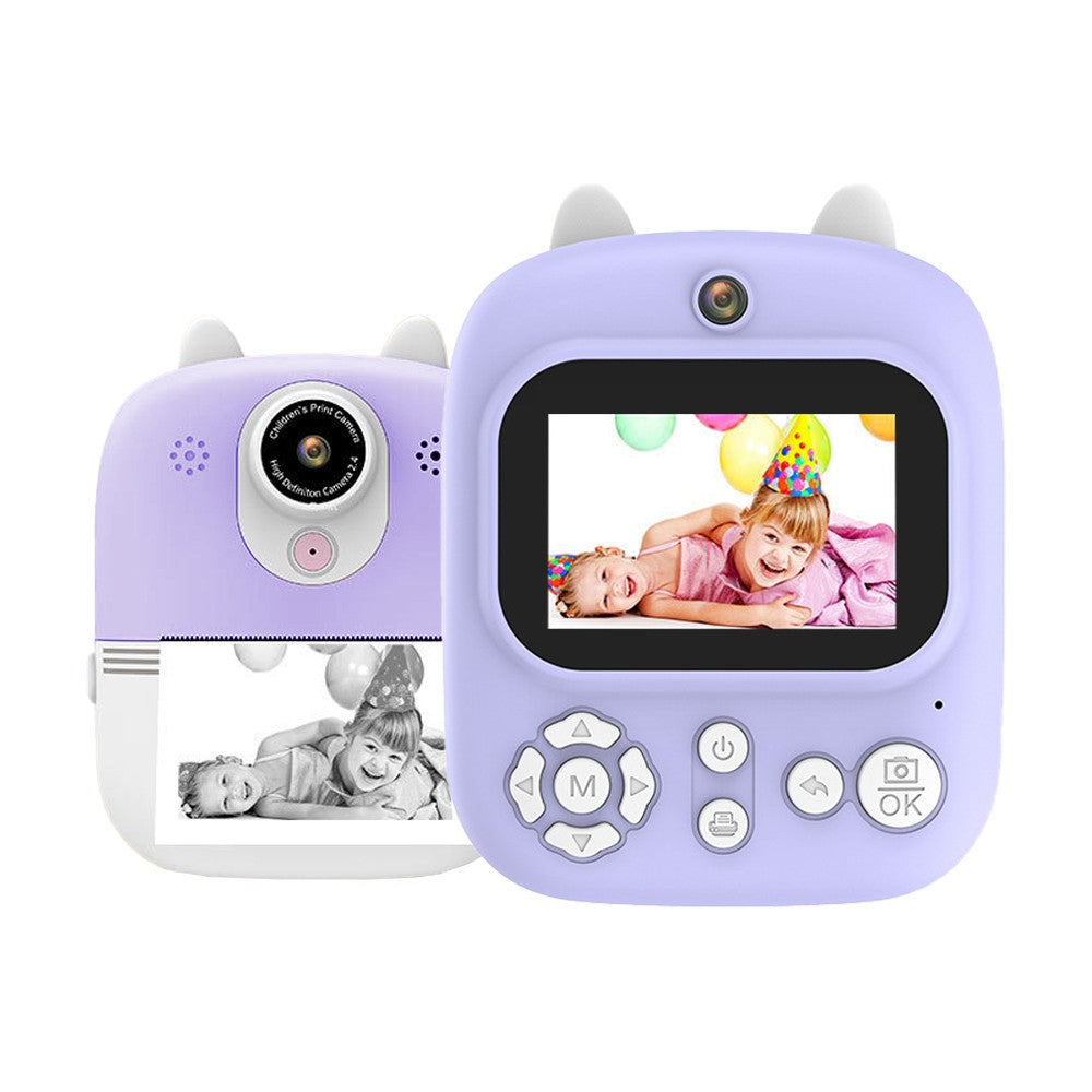 Kids Camera Instant Print 2000W Pixel Selfie Digital Camera with Print Papers and 32G TF Card Purple