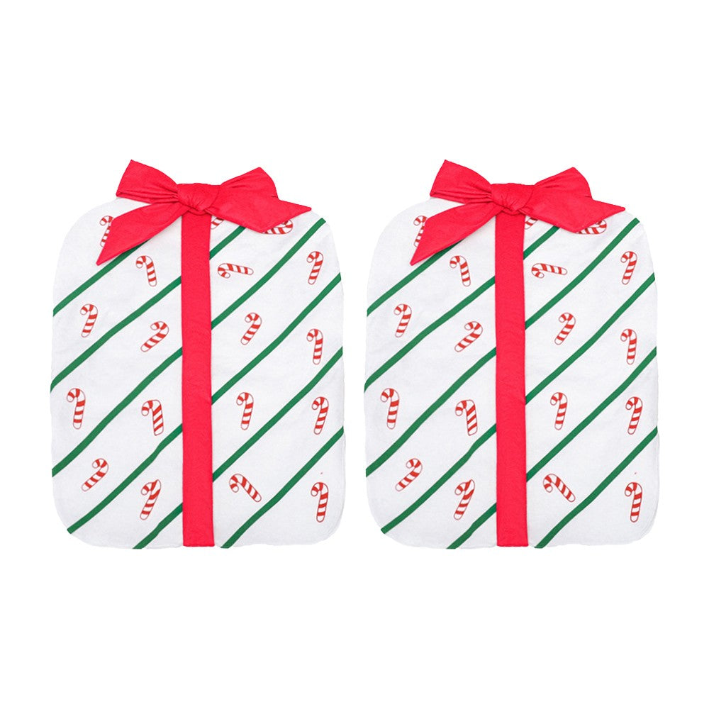 4Pcs Christmas Bowknot Chair Back Cover Xmas Dining Chair Slipcovers - White