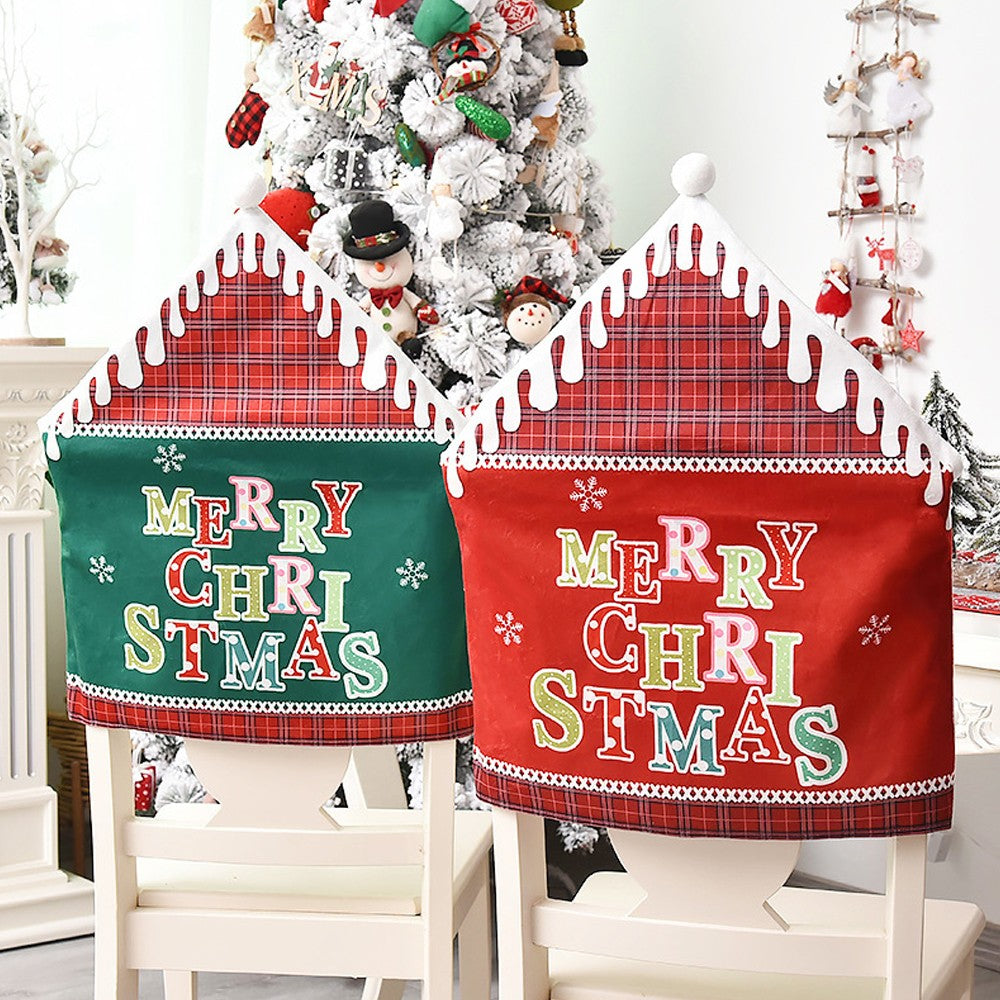 2Pcs MERRY CHRISTMAS Chair Back Cover Xmas Dining Chair Slipcovers - Red