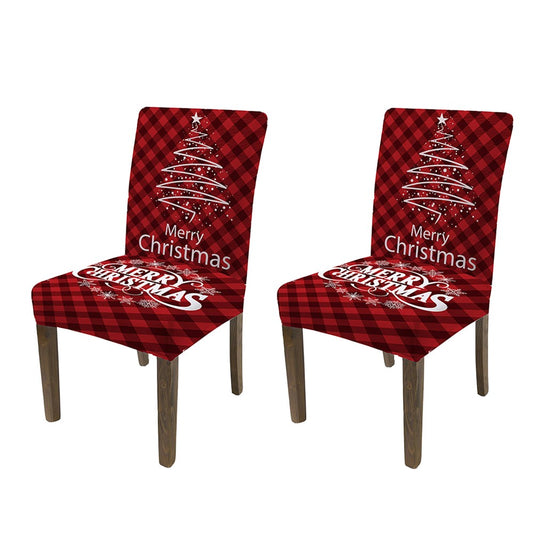 2Pcs Christmas Stretch Chair Cover Dining Room Chair Protector Cover - Style 1