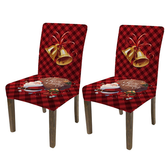 2Pcs Christmas Stretch Chair Cover Dining Room Chair Protector Cover - Style 2