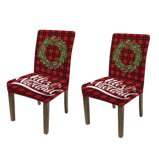 2Pcs Christmas Stretch Chair Cover Dining Room Chair Protector Cover - Style 3