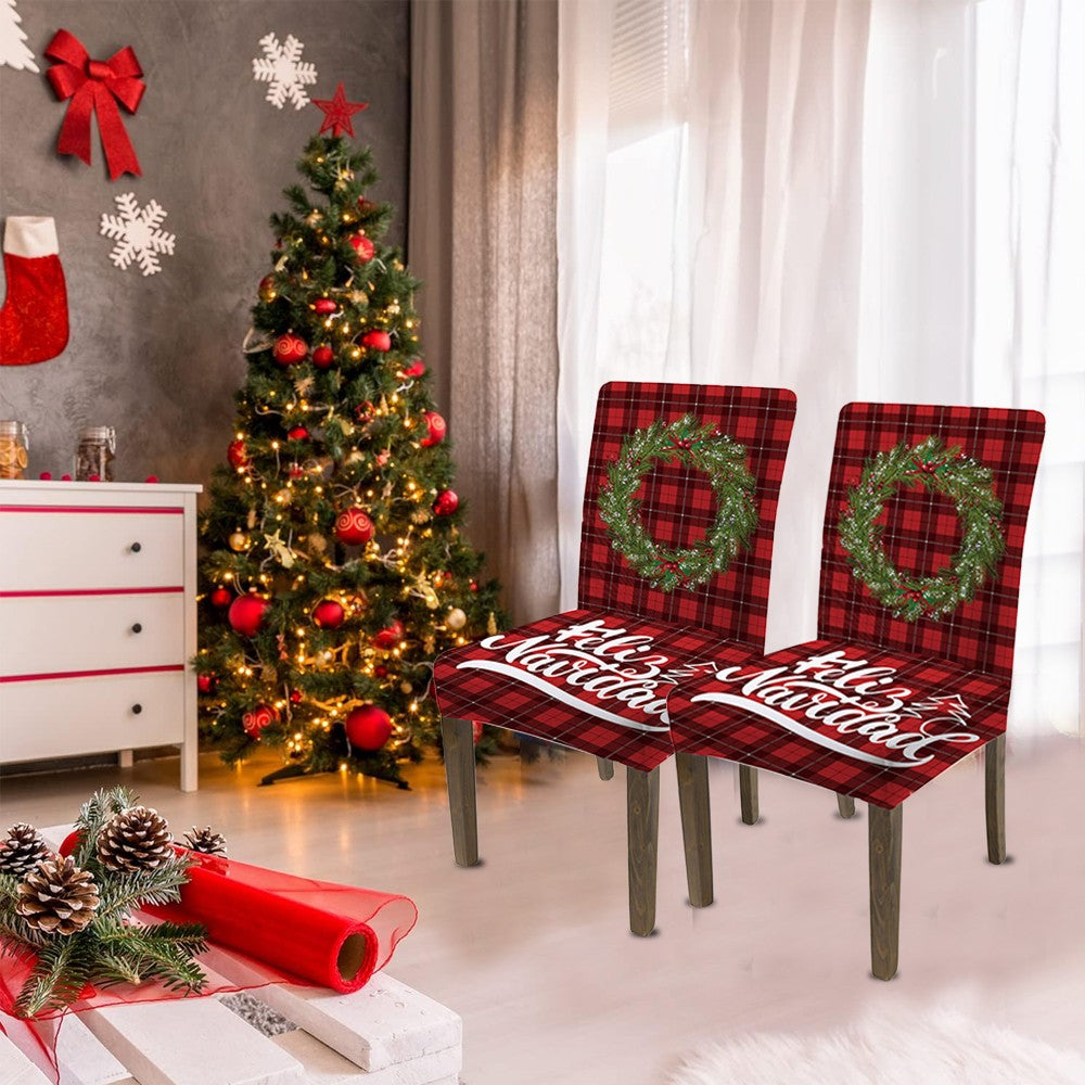 4Pcs Christmas Stretch Chair Cover Dining Room Chair Protector Cover - Style 3