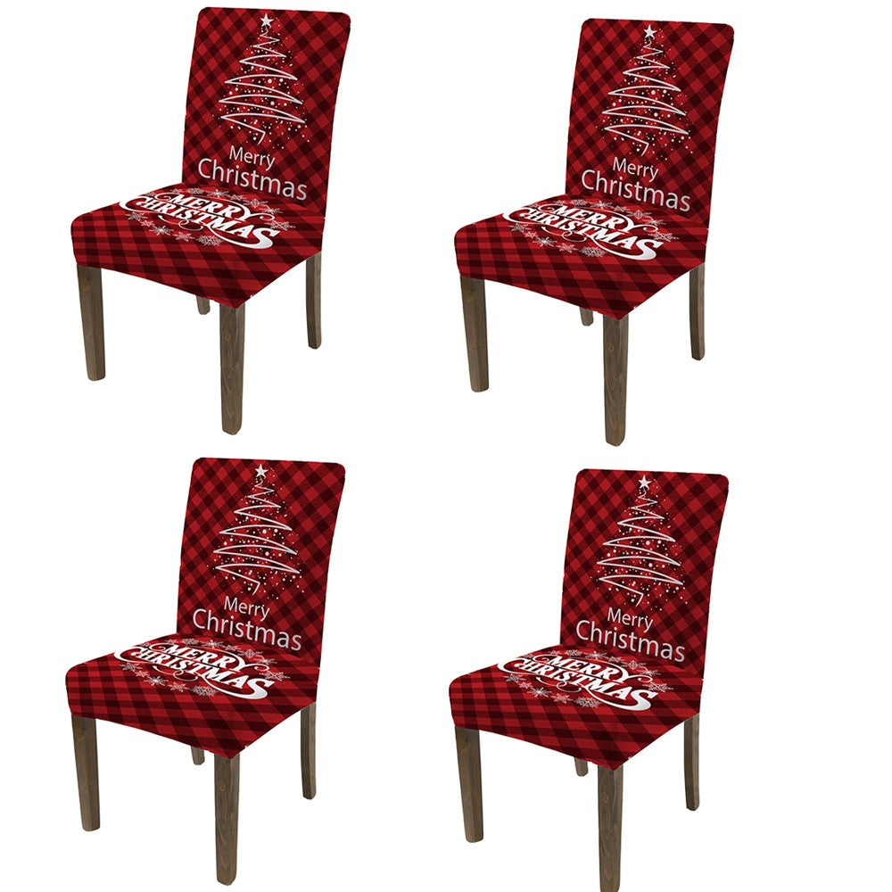 4Pcs Christmas Stretch Chair Cover Dining Room Chair Protector Cover - Style 1