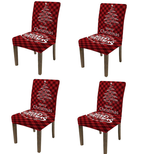 4Pcs Christmas Stretch Chair Cover Dining Room Chair Protector Cover - Style 1