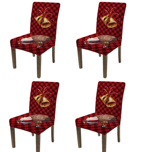 4Pcs Christmas Stretch Chair Cover Dining Room Chair Protector Cover - Style 2