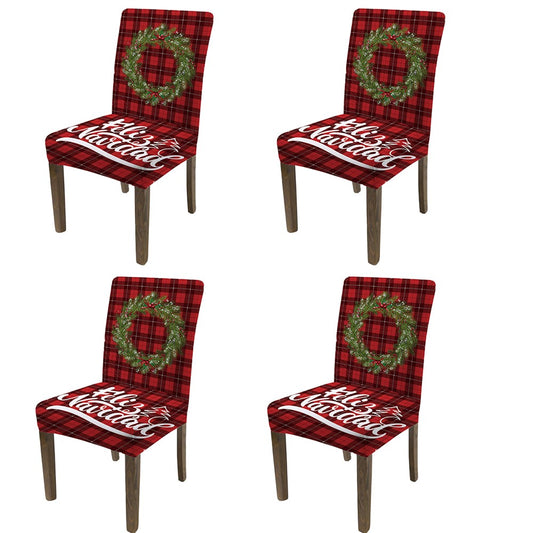 4Pcs Christmas Stretch Chair Cover Dining Room Chair Protector Cover - Style 3