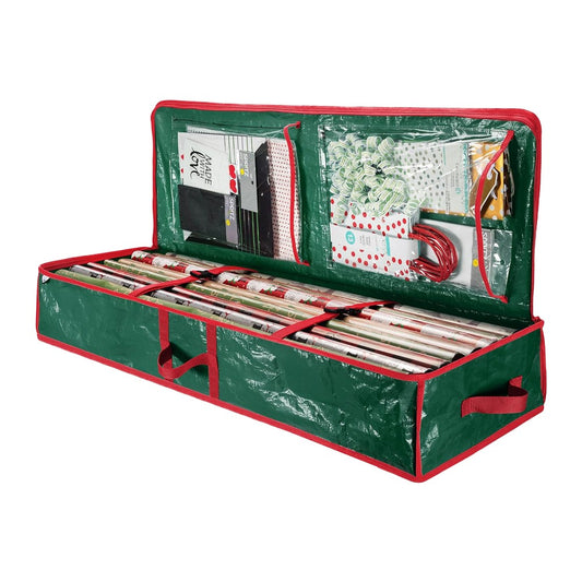 Christmas Wrapping Paper Storage Container Organizer - Green