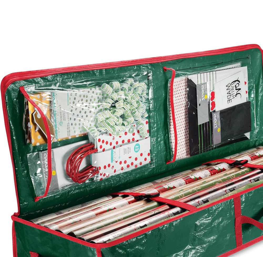 Christmas Wrapping Paper Storage Container Organizer - Green