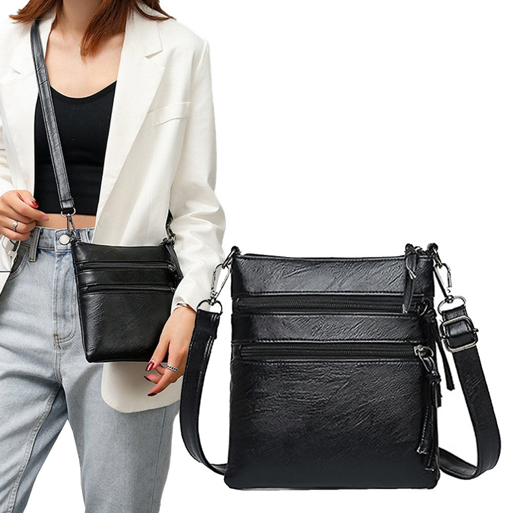 1Pc Multi-Pocket Womens Mobile Phone Bag Crossbody Bag Shoulder Bag - Black