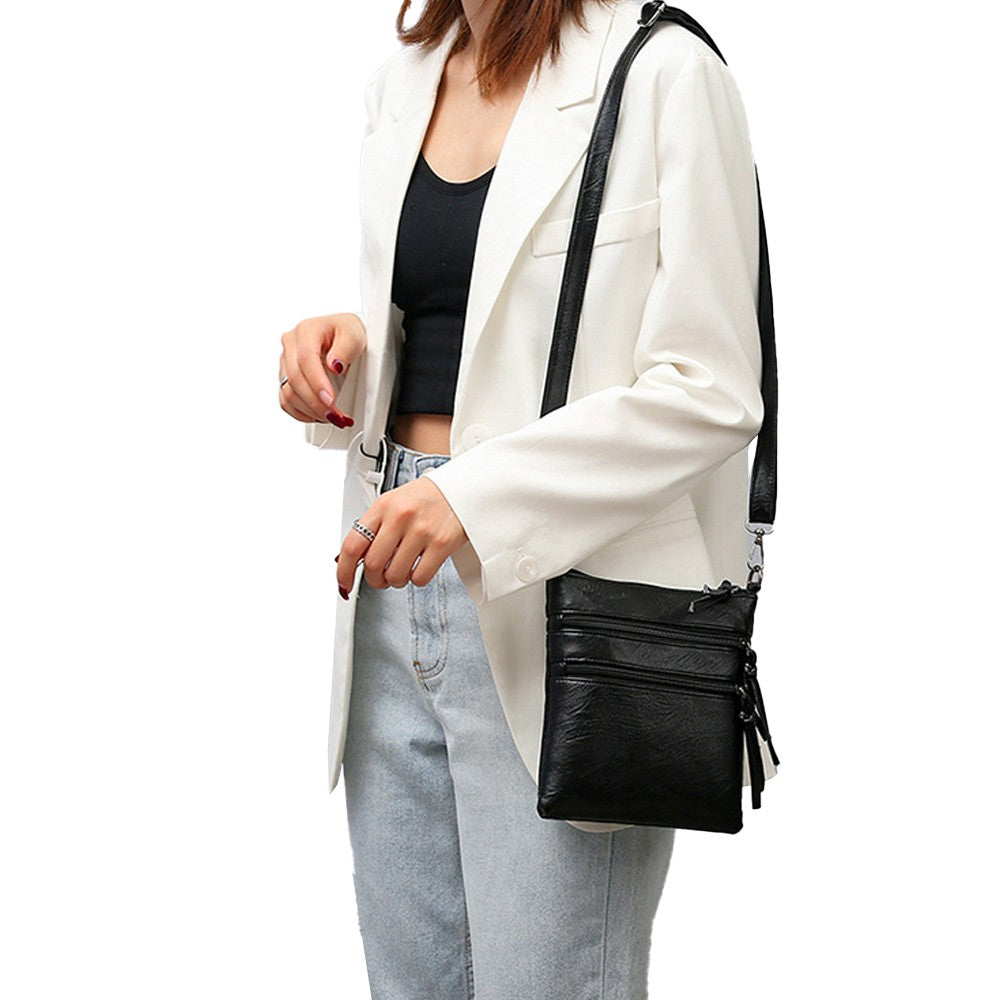 1Pc Multi-Pocket Womens Mobile Phone Bag Crossbody Bag Shoulder Bag - Black