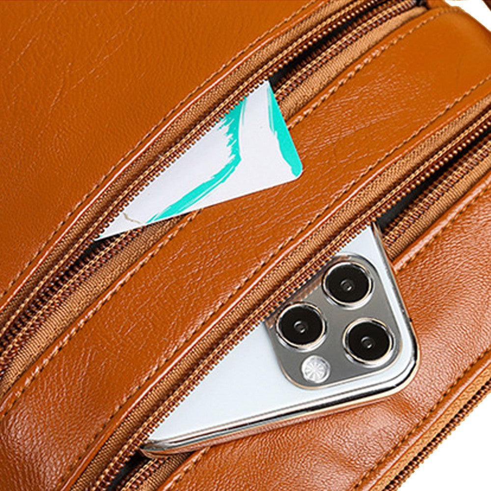 1Pc Multi-Pocket Womens Mobile Phone Bag Crossbody Bag Shoulder Bag - Brown