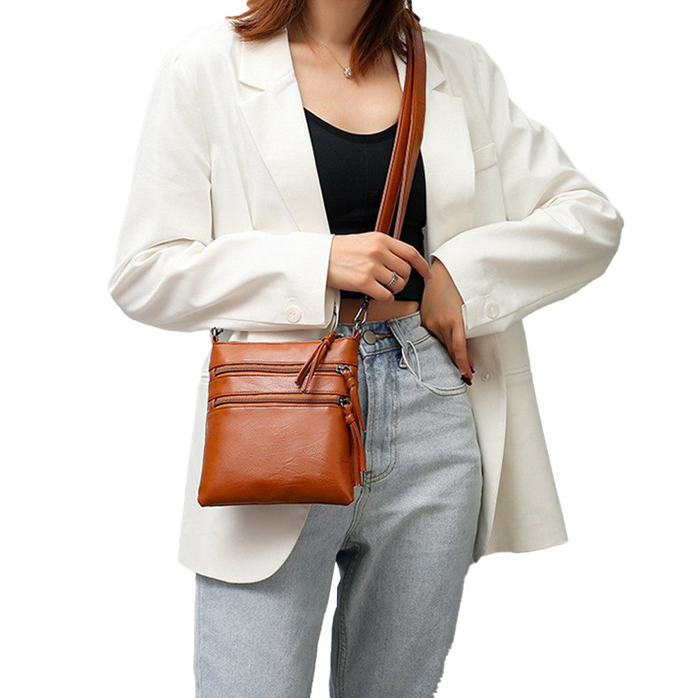 1Pc Multi-Pocket Womens Mobile Phone Bag Crossbody Bag Shoulder Bag - Brown