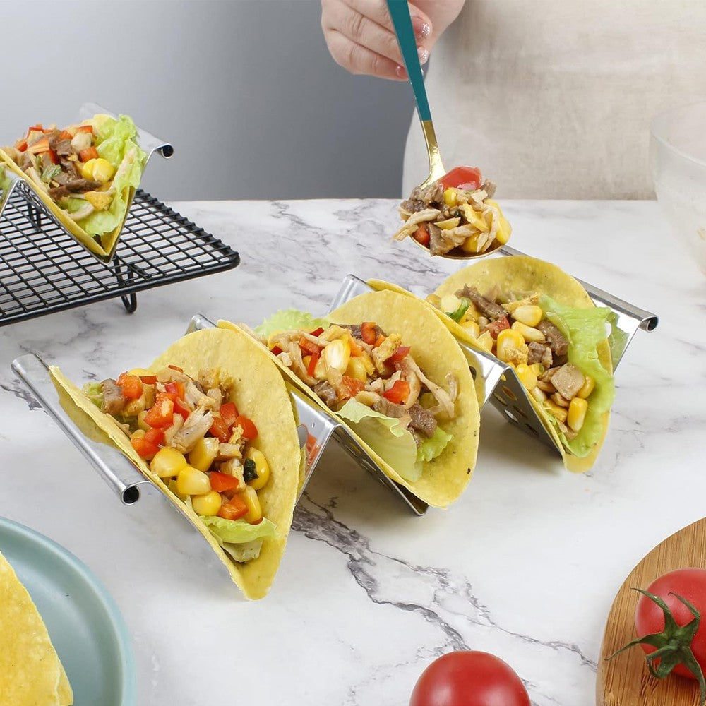 4Pcs Stainless Steel Taco Holders Taco Stand Taco Tray Rack