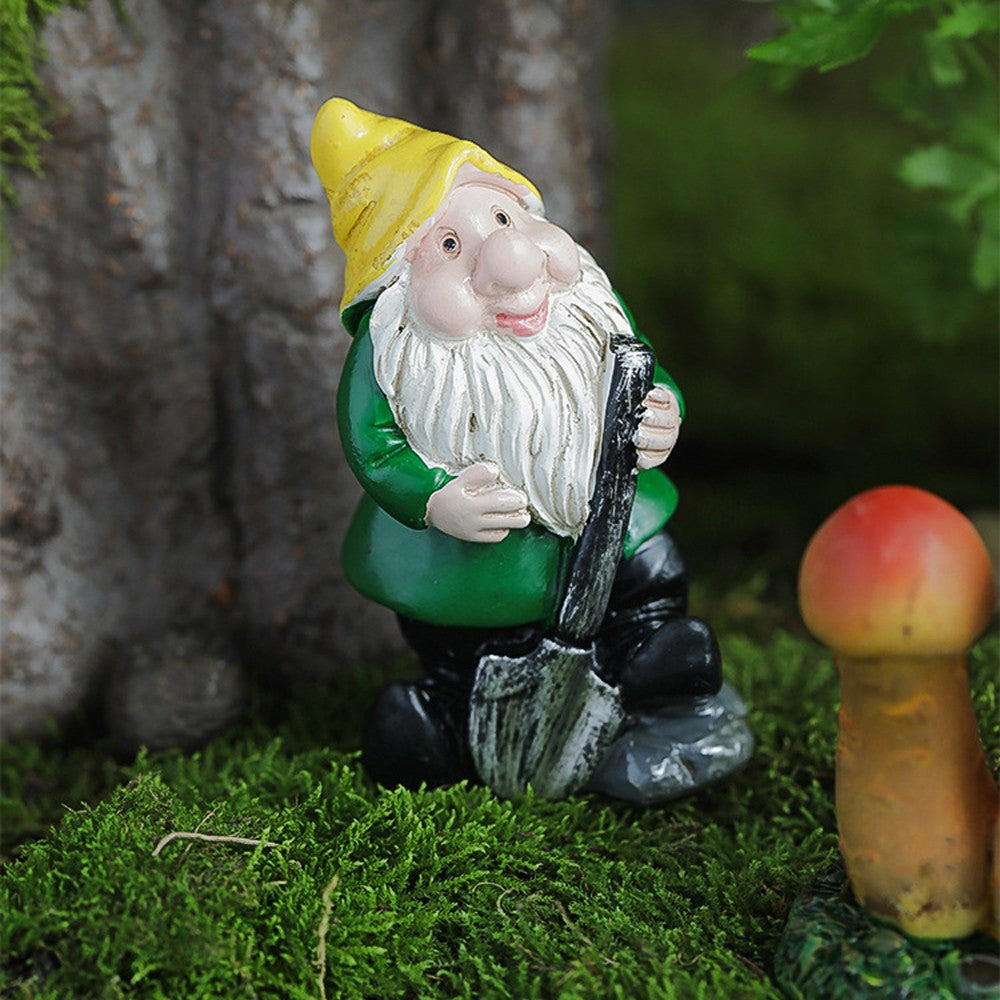 7Pcs Miniature Garden Gnome Statues Mini Resin Dwarf Ornaments Sculpture