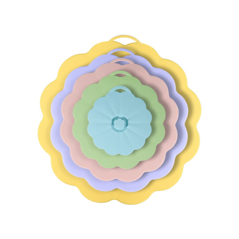 Set of 5 Reusable Silicone Lids Covers for Cups Bowls Pots - Set 1